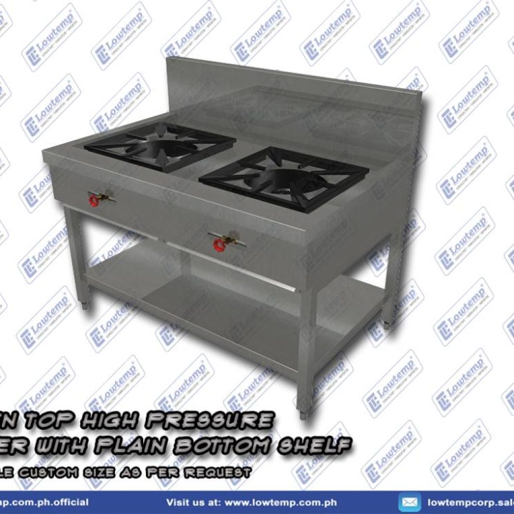 2-Open Top HIGH Pressure Burner with PLAIN BOTTOM SHELF